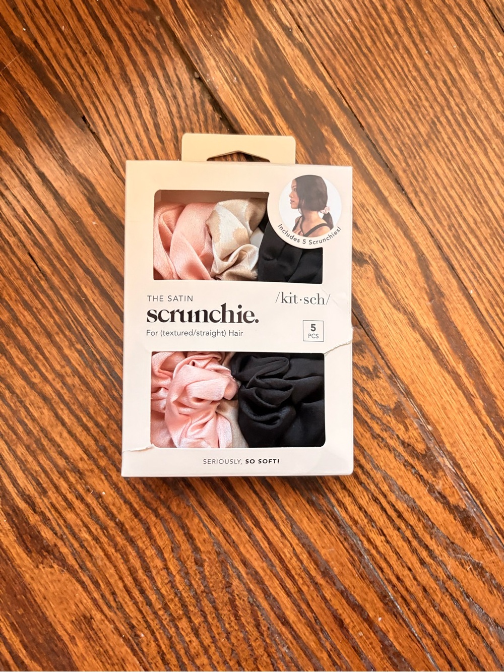 Kitsch Satin Scrunchie Set in Blush, Champagne & Black